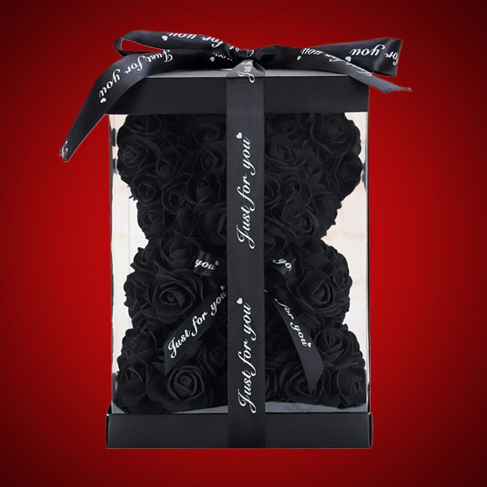 Black Teddy of Roses Just For You Gift Bear